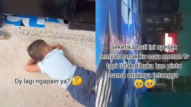 Bocil Tiduran di Depan Pintu Rumah Tetangga, Ternyata Mau Nonton TV Tapi Tak Boleh Masuk (TikTok)