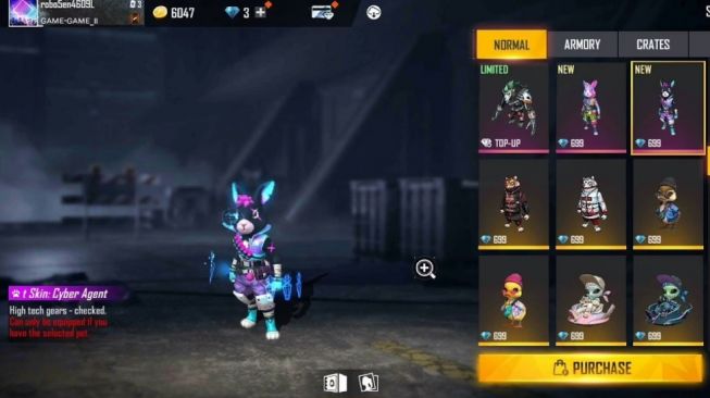 Skin FF, Cyber Agent Hop. [Sportskeeda]