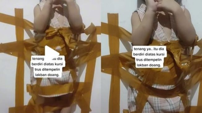 Viral Bocah Cewek Melayang Dilakban di Tembok, Ekspresinya Banjir Sorotan