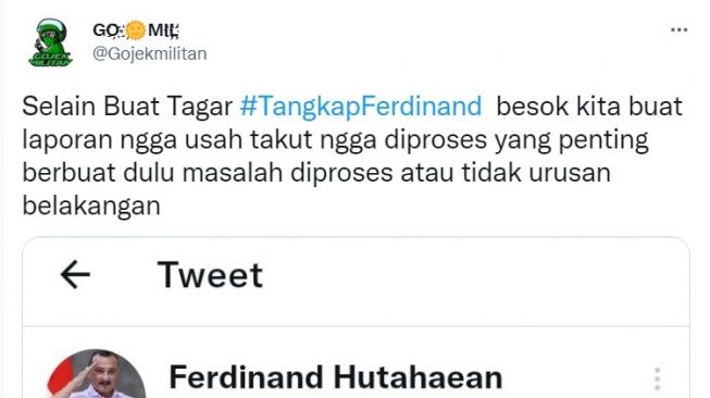 Tagar tangkap Ferdinand, ia disebut menistakan agama. [Twitter]