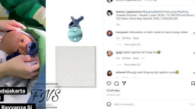 Harga selimut Rayyanza Malik Ahmad [Instagram/@fashion_nagitaslavina]