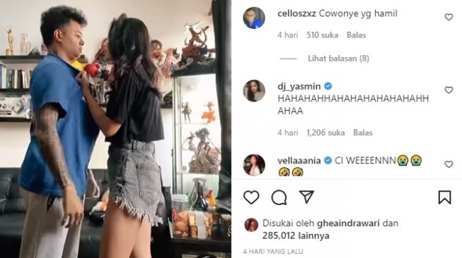 Reza Arap dan Wendy Walters bikin video parodi adegan series Layangan Putus. [Instagram]