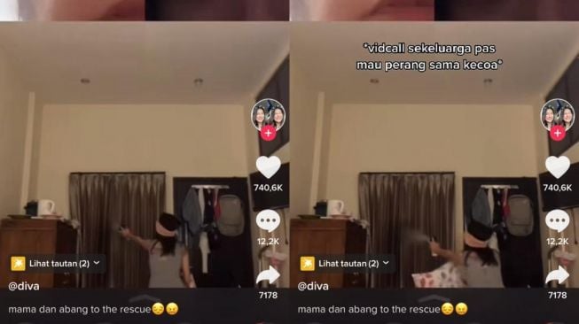 Video Call Keluarga Saat Perang Lawan Kecoa di Kosan, Gaya Cewek Ini Bikin Ngakak