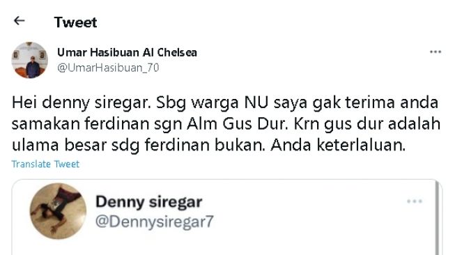 Cuitan Gus Umar Hasibuan (Twitter)