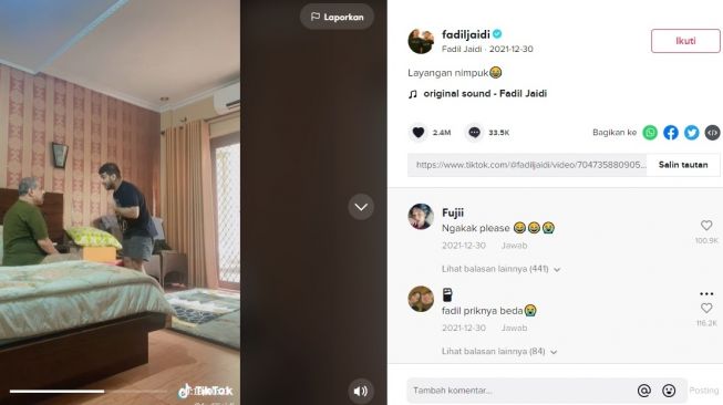 Fadil Jaidi dan Pak Muh bikin parodi Layangan Putus di TikTok.