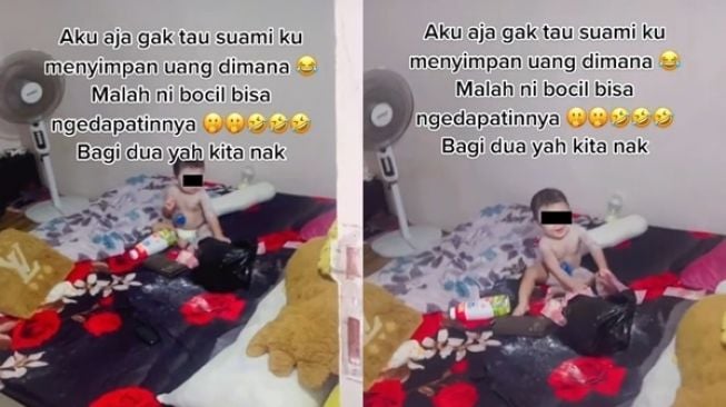 Viral Bayi Nemu Uang Tabungan Ayah yang Tersembunyi Bak Tuyul, Ibu: Kerja Bagus!