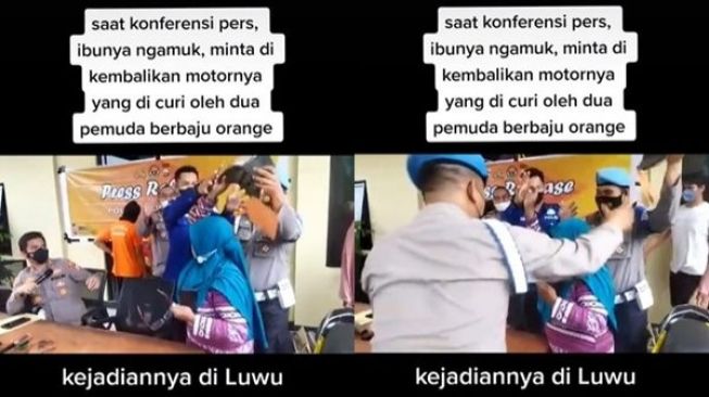 Viral Emak-emak Amuk Tersangka sampai Tendang Polisi, Publik: Ras Terkuat di Bumi