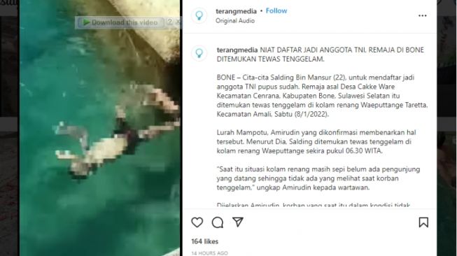 Warga Bone Gempar Pagi Hari, Lihat Manusia di Dasar Kolam