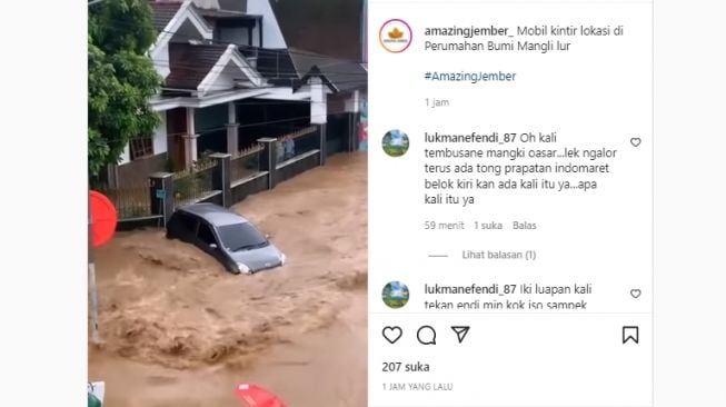 Video Viral Derasnya Banjir di Jember Sampai Seret Mobil, Warganet Ngeri!