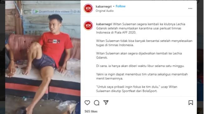 Viral Video Witan Sulaeman Duduk Santai di Rumah, Netizen: Orang Kampung Mendunia
