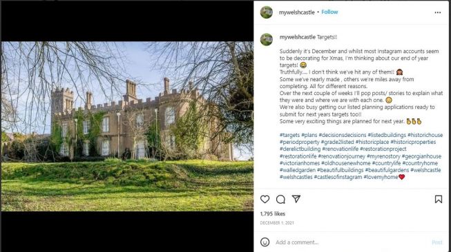 Mengira Bakal Diceraikan, Wanita Ini Malah Dapat Kejutan Rumah Kastil (instagram.com/mywelshcastle)