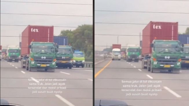 Jalan Tol Macet, Truk Penuhi Jalur Cepat, Publik Sampai Kesal Bukan Main