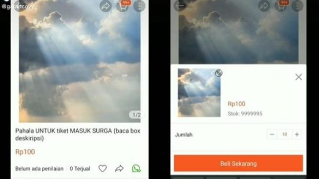 Viral Pahala Tiket Masuk Surga Dijual Murah Meriah di Olshop, Ongkir Disorot