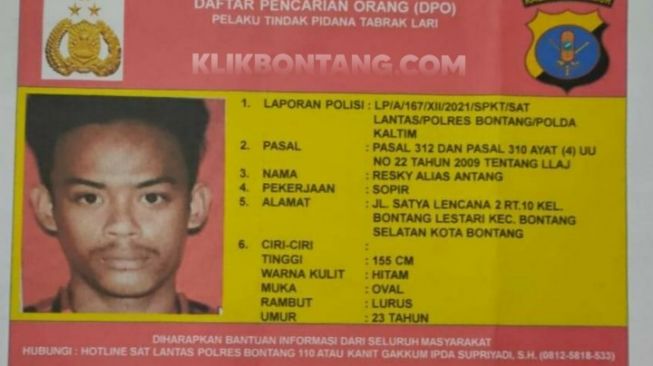 Polisi Sebar Foto Sopir Maut Kecelakaan di Bontang Lestari, Pencarian Sampai ke Hutan