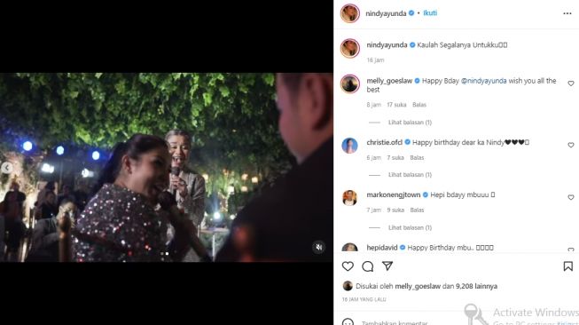 Nindy Ayunda diberi surprise party oleh pacar (instagram.com)