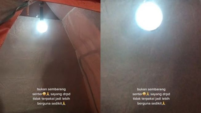 Viral Cewek Gantung Lightstick BTS untuk Lampu Tenda, Warganet: Senter Sultan