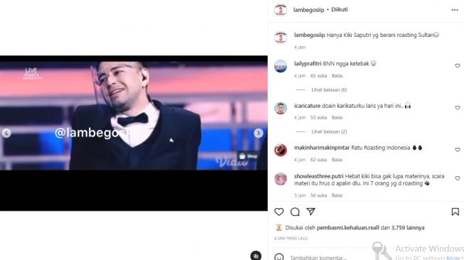 Raffi Ahmad diroasting Kiky Saputri (instagram.com)