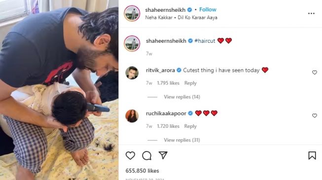 Momen Shaheer Sheikh dan Istri Momong Anak (instagram/@ruchikaakapoor/@shaheernsheikh)