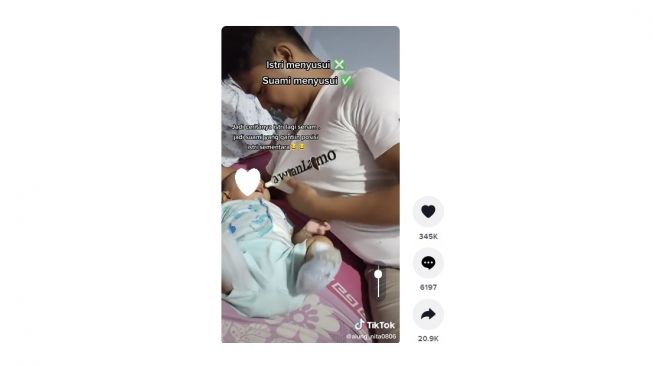 Aksi ayah menyusui anaknya bikin ngakak. [TikTok]