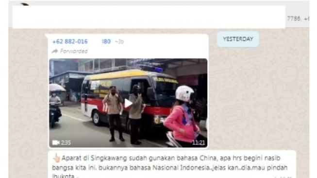 CEK FAKTA: Beredar Video Polres Singkawang Pakai Bahasa Mandarin, Benarkah?