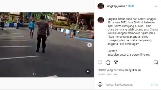 Beredar Video Pria Mengamuk Bawa Sajam di Polres Lumajang Nantang dan Serang Polisi