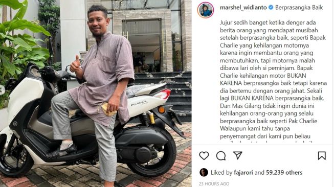 Nasib ojol kehilangan motor justru mendapatkan surprise berupa Yamaha NMAX dari Juragan99 (Instagram)