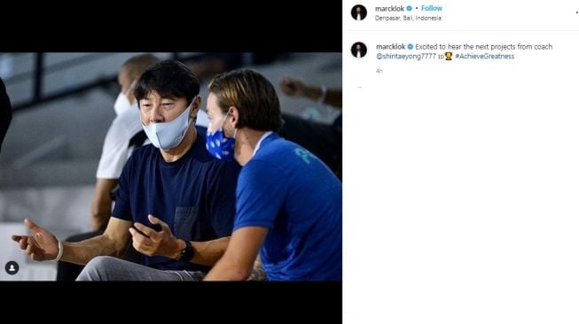 Marc Klok pamer momen bareng Shin Tae-yong. (Instagram/marcklok)