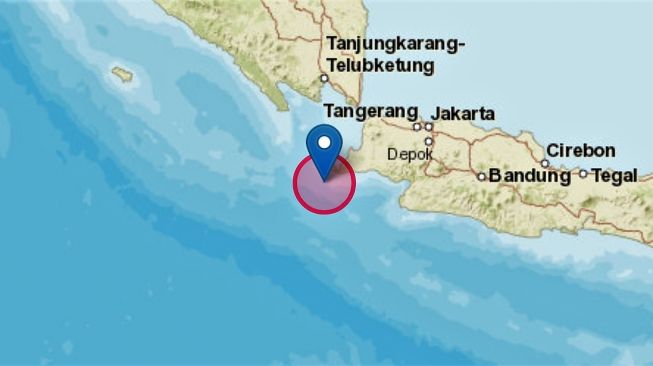 Ilustrasi pusat gempa di perairan Serang Banten. [BMKG]
