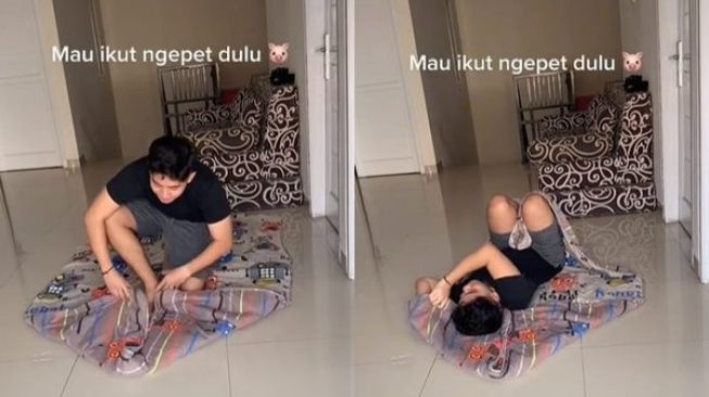 Viral Cowok Bagi Tutorial Jadi Babi Pakai Selimut Untuk Healing, Warganet: Kurang Lilin