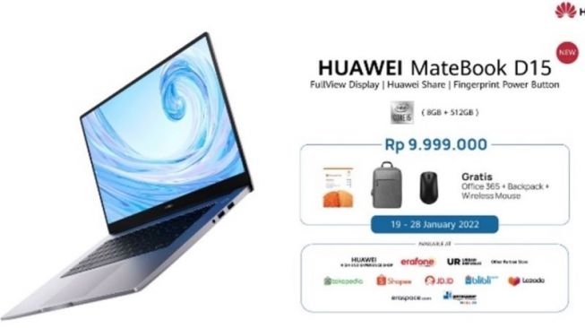 Huawei MateBook D15 i5. [Antara/Huawei] 