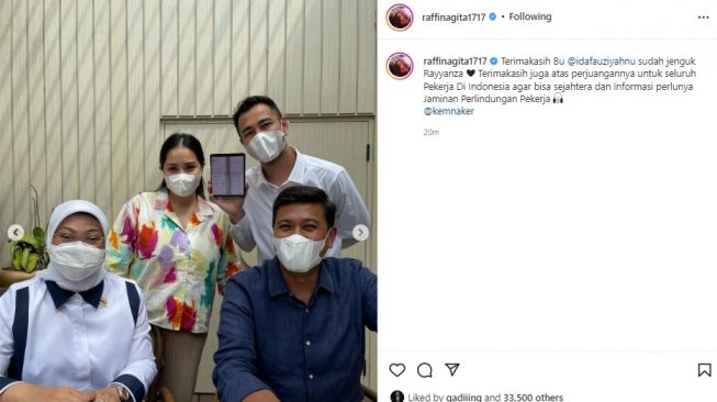 Raffi Ahmad dan Nagita Slavina kedatangan menteri ketenagakerjaan (instagram.com)