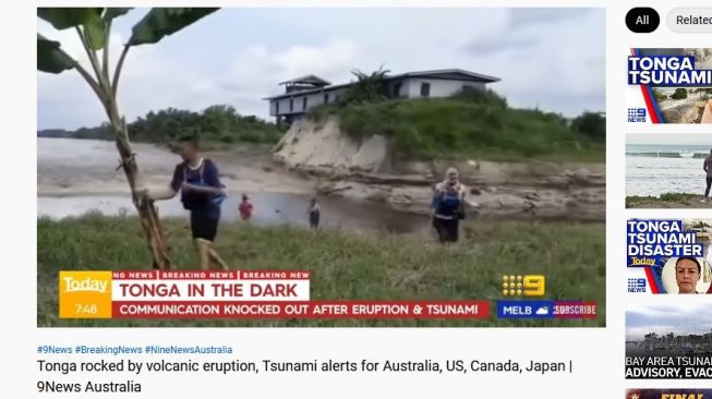 TV Australia Comot Video Youtuber Indonesia Dikejar Ombak di Pelalawan saat Beritakan Tsunami Tonga