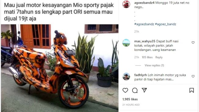 Yamaha Mio Sporty dijual dengan harga Rp 19 juta (Instagram)