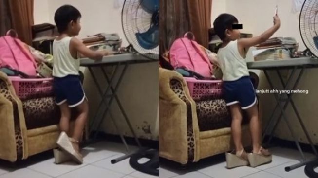 Pakai High Heels, Bocah Lelaki Ini Lakukan Aksi Di Luar Nalar yang Bikin Emak Emosi