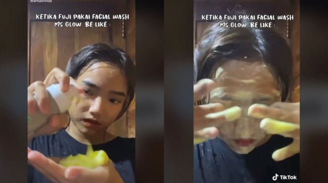 Viral Cara Fuji Cuci Muka Pakai Facial Wash Bikin Heboh (tiktok.com/@ernavrinda)