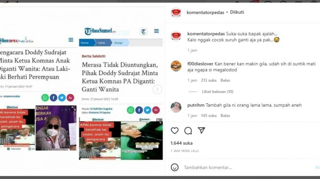 Doddy Sudrajat Minta Ketua KPAI Diganti Wanita, Warganet: Spesies Megantropus