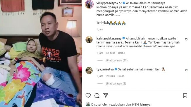 Vicky Prasetyo menjenguk ibunda Kalina Oktarani, Een. [Instagram]