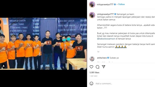 Potret Warung Bakso Vicky Prasetyo (instagram/@baksobossamson)