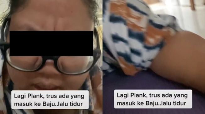 Viral Wanita Lagi Plank, Tiba-tiba Kemasukan Hewan Tak Terduga Tidur Nyaman di Dalam Daster