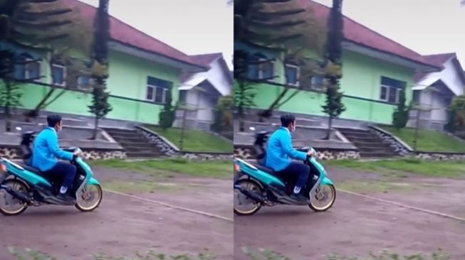 Viral Pemuda Naik Sepeda Motor Tiba-tiba 'Menghilang', Fakta Aslinya Bikin Nangis