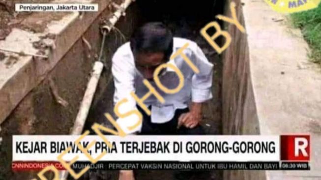 CEK FAKTA: Presiden Jokowi Terjebak di Gorong-gorong Gegara Kejar Biawak, Benarkah?