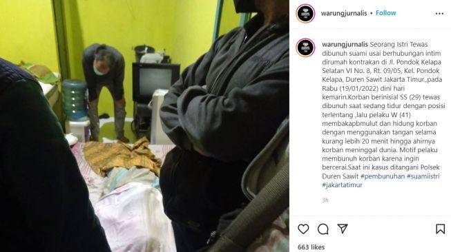 Dibunuh Usai Berhubungan Badan, Suami di Duren Sawit Berdalih Karena Istri Ingin Menikah Lagi