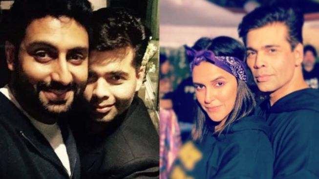 Karan Johar jadi mak comblang untuk pasangan Abhishek Bachchan dan Aishwarya Rai, serta Neha Dhupia dan Angad Bedi. [Instagram]