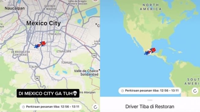 Pesan Makanan Lewat Ojol, Pria Ini Bingung saat Lihat Peta Driver Lagi di Benua Lain (TikTok)