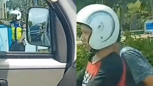 Bonceng Motor Tak Pakai Helm, Pemuda Panik Pas Ada Polisi di Lampu Merah: &#039;Pergi Sulit Bertahan Sakit&#039;