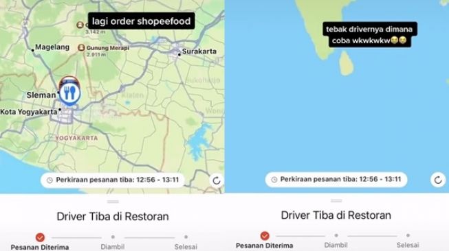 Pesan Makanan Lewat Ojol, Pria Ini Bingung saat Lihat Peta Driver Lagi di Benua Lain, Publik: Lagi Healing