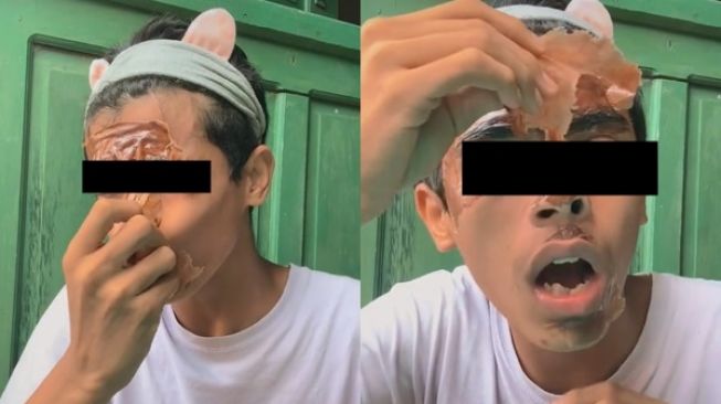 Viral Cowok Cabut Masker Wajah, Berakhir Ngenes Kumis Lenyap sampai Ditonton 28 Juta Kali (TikTok)