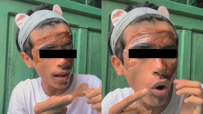 Viral Cowok Cabut Masker Wajah, Berakhir Ngenes Kumis Lenyap sampai Ditonton 28 Juta Kali (TikTok)