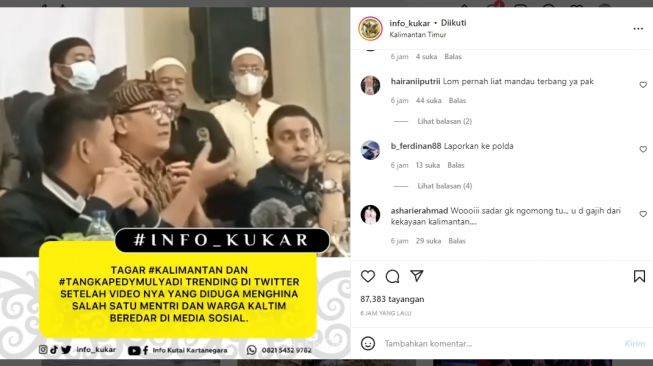 Tangkapan layar video. [Instagram/@info_kukar]