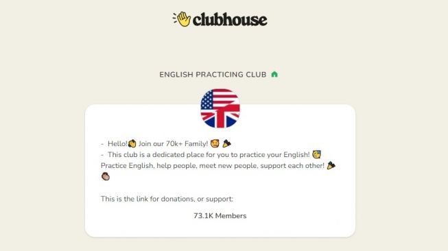 Klub di Clubhouse, English Practicing Club . [Clubhouse]